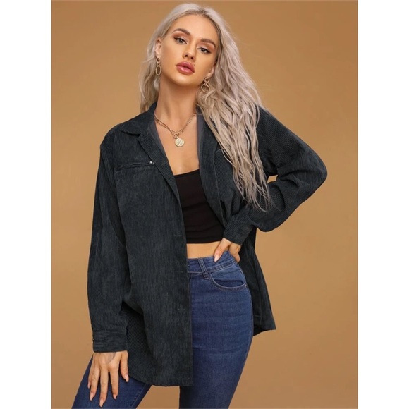 Zara Tops - Zara Gray Corduroy Button Up Top